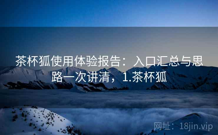 茶杯狐使用体验报告：入口汇总与思路一次讲清，1.茶杯狐